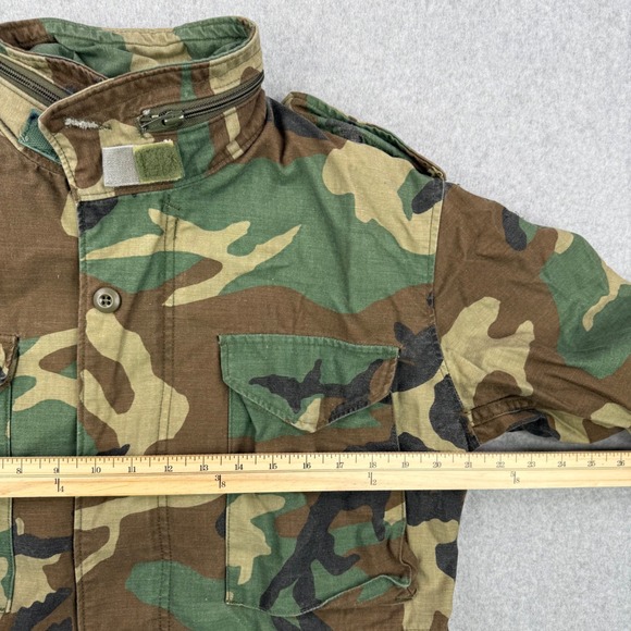 Vintage US Military M65 Field Jacket Mens Small X Short Woodland Camo Coat Lined - Picture 15 of 16